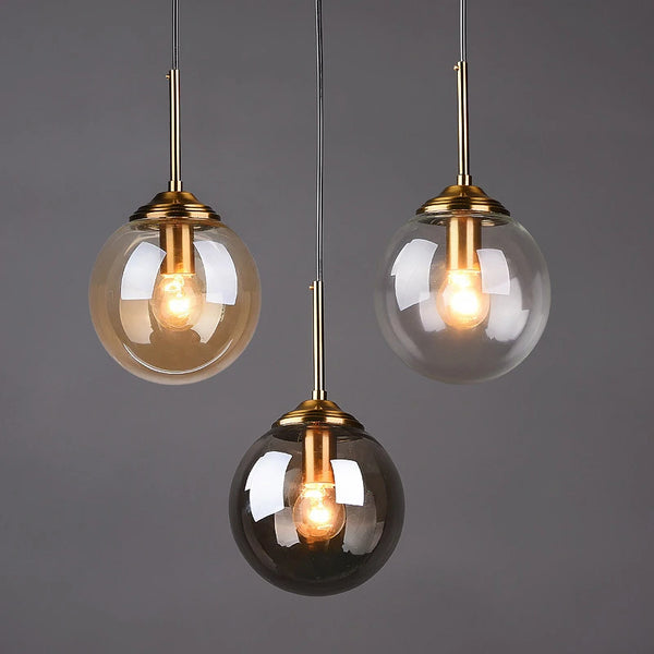 Suspension LED en verre poli pour salon – Crealuxa