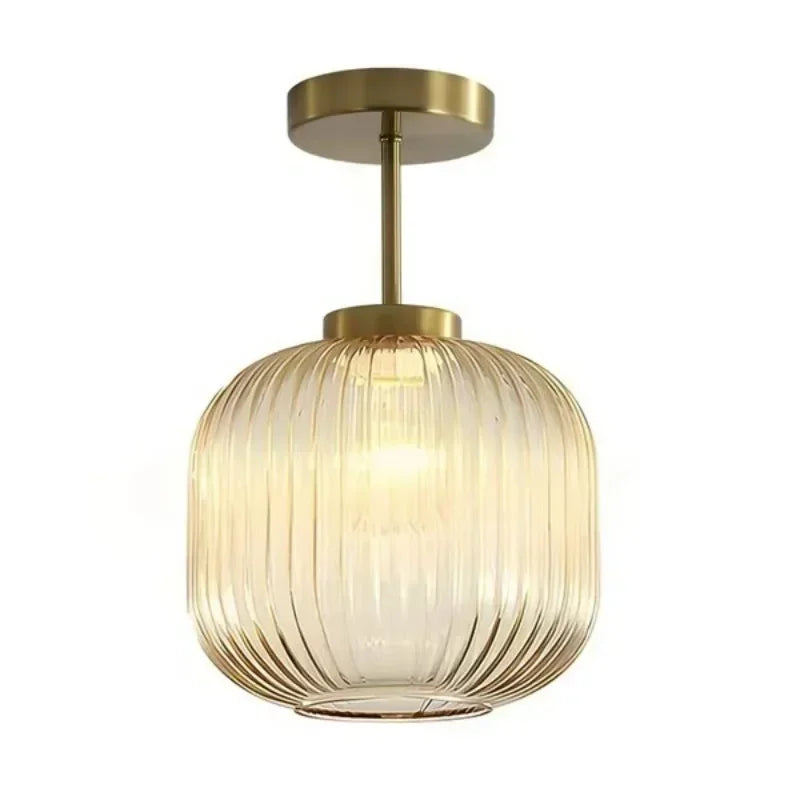 Plafonnier en verre strié rétro pour salon et couloir – Crescianea