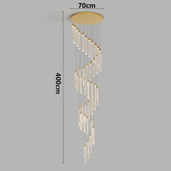 Lustre Rotatif en Cristal Doré pour Grand Espace – Célestarion