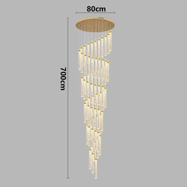 Lustre Rotatif en Cristal Doré pour Grand Espace – Célestarion