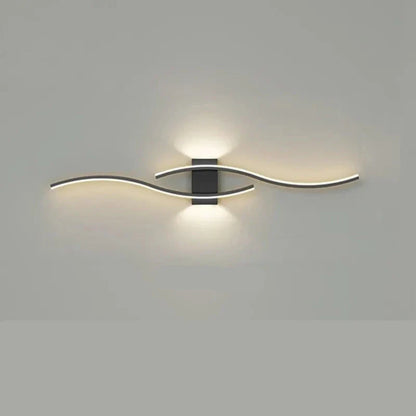Wall sconce Wave undulating design with white acrylic diffuser and lacquered iron structure - view 13
