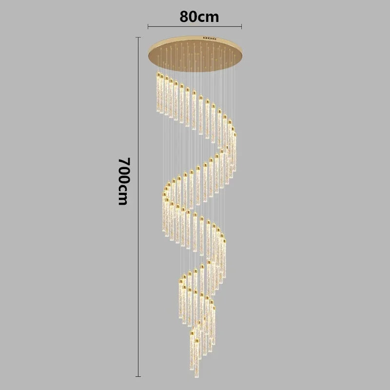 Lustre Rotatif en Cristal Doré pour Grand Espace – Célestarion