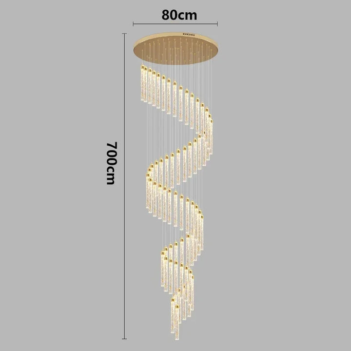 Lustre Rotatif en Cristal Doré pour Grand Espace – Célestarion