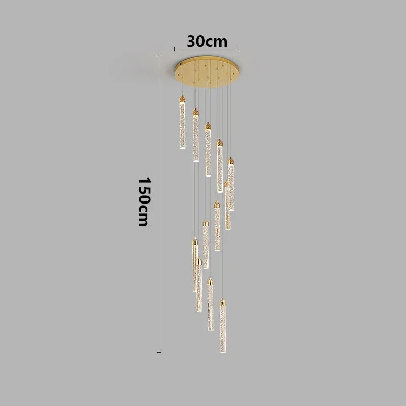 Lustre Rotatif en Cristal Doré pour Grand Espace – Célestarion