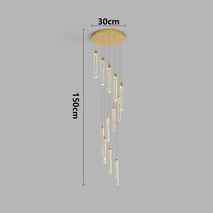 Lustre Rotatif en Cristal Doré pour Grand Espace – Célestarion
