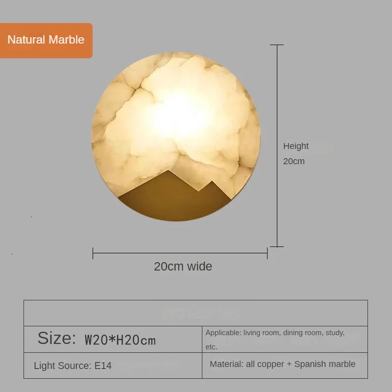 Applique murale en marbre espagnol et cuivre doré pour salon – Zephyria