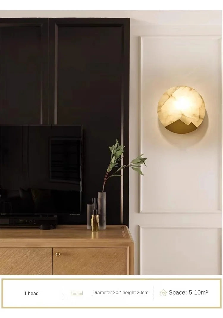 Applique murale en marbre espagnol et cuivre doré pour salon – Zephyria