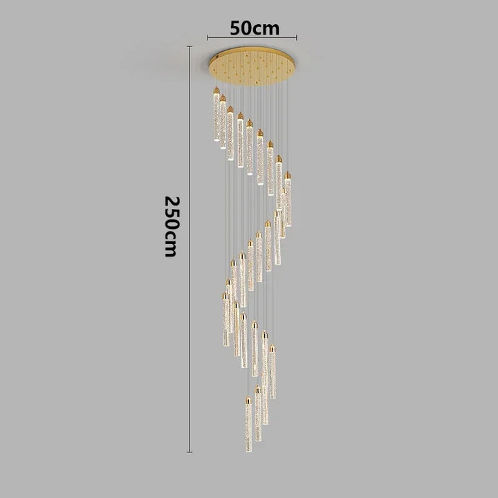 Lustre Rotatif en Cristal Doré pour Grand Espace – Célestarion