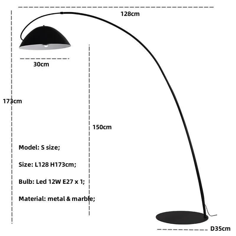 Lampe sur pied moderne en métal noir pour salon – Obsidial