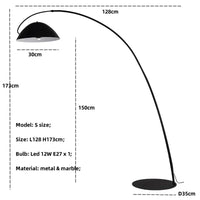 Lampe sur pied moderne en métal noir pour salon – Obsidial