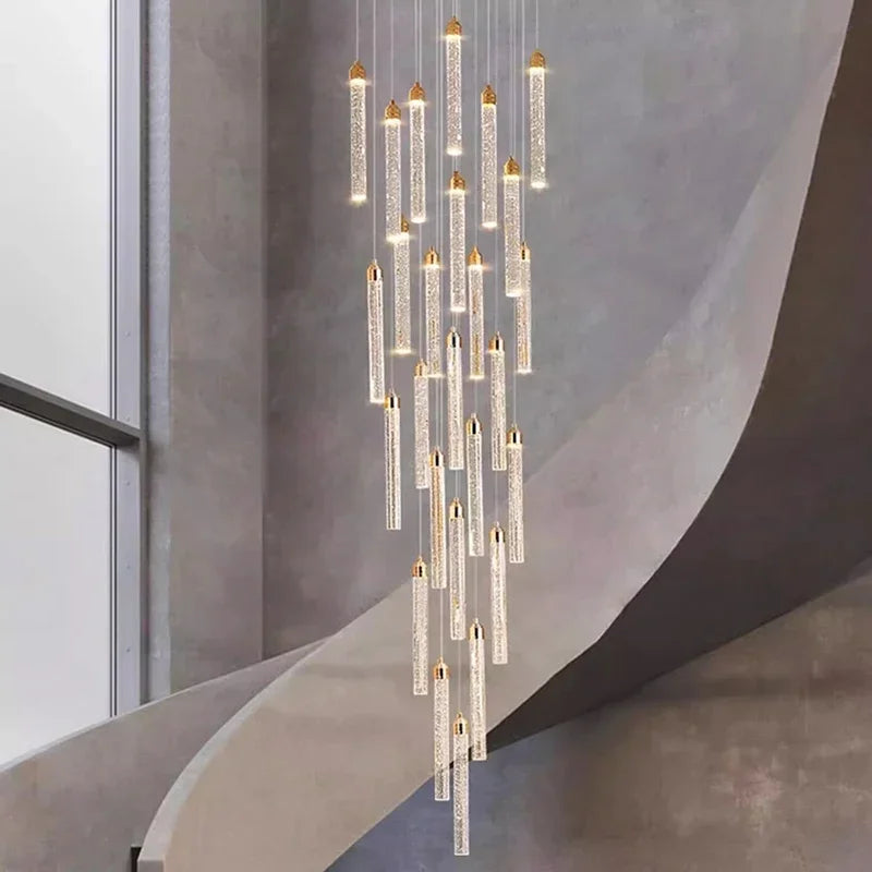 Lustre Rotatif en Cristal Doré pour Grand Espace – Célestarion