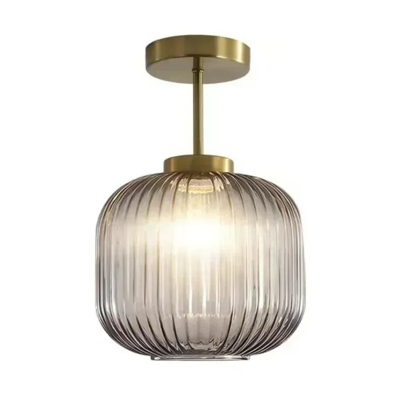 Plafonnier en verre strié rétro pour salon et couloir – Crescianea