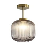 Plafonnier en verre strié rétro pour salon et couloir – Crescianea