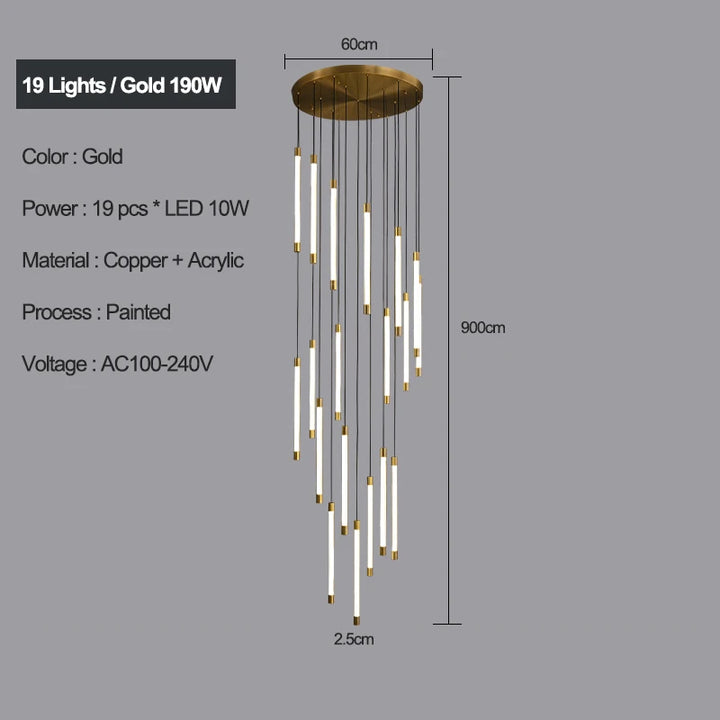 Lustre Escalier en Cuivre pour Villas et Hôtels – Célestine