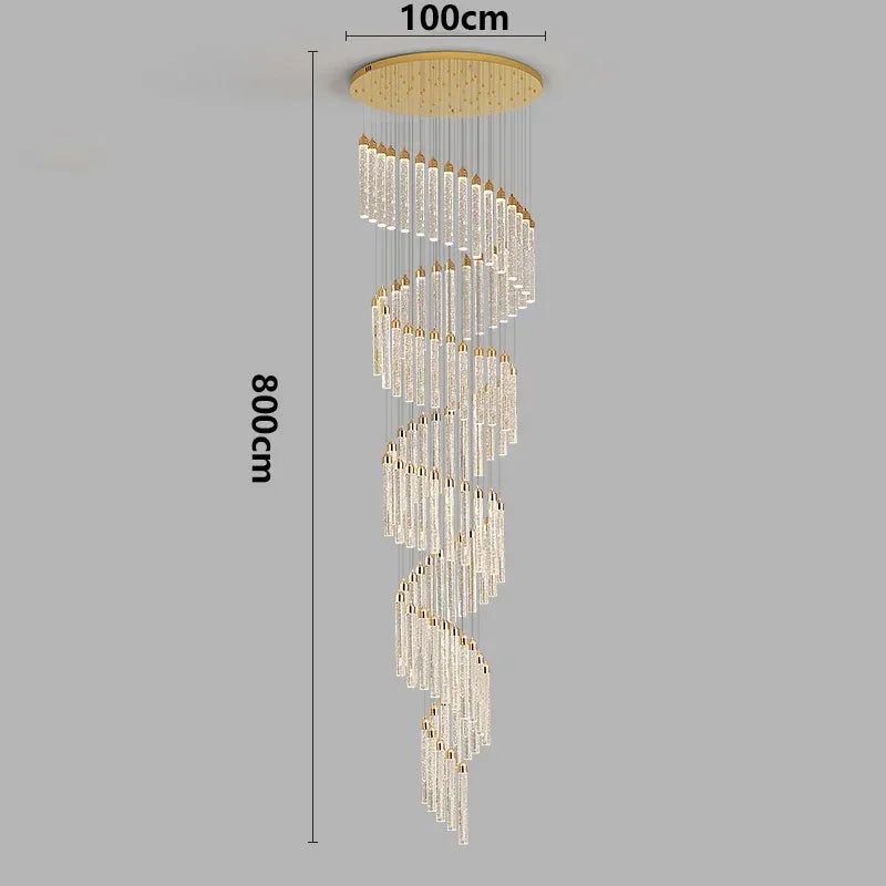 Lustre Rotatif en Cristal Doré pour Grand Espace – Célestarion
