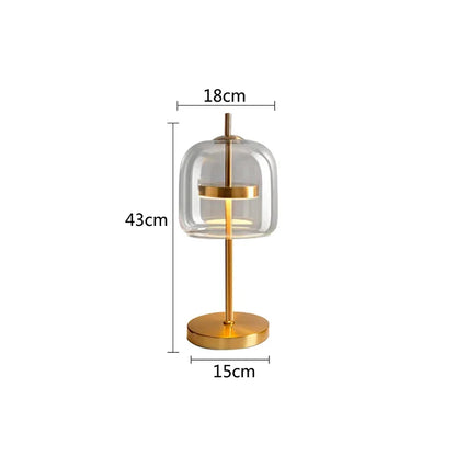 Modern Bedside Lamp Xiumis Globe in Glass with Brushed Gold Metal Base - View 12