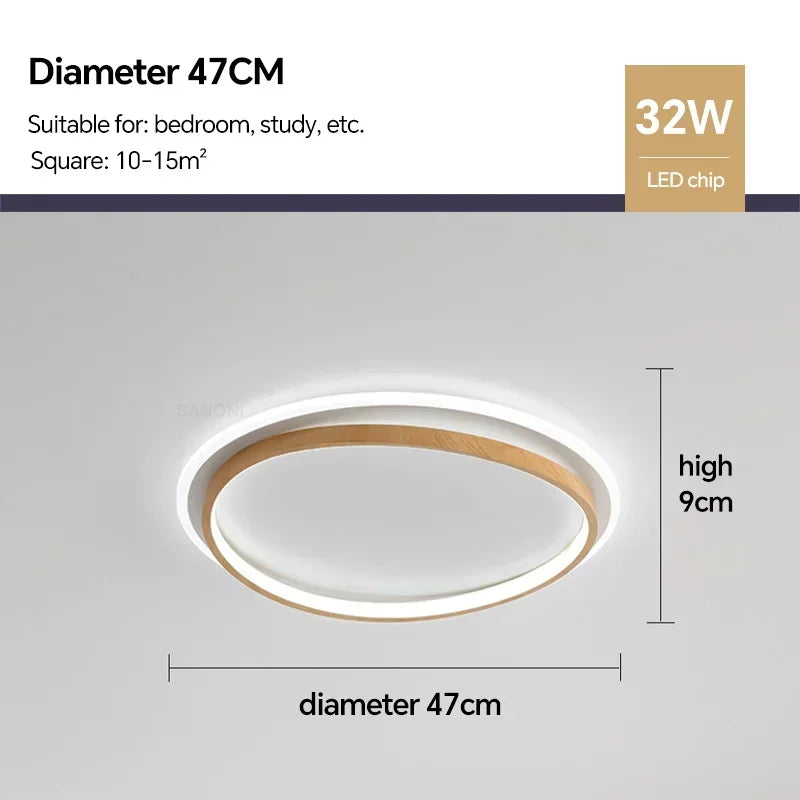 Plafonnier LED en bois de noyer pour chambre – Ciralux