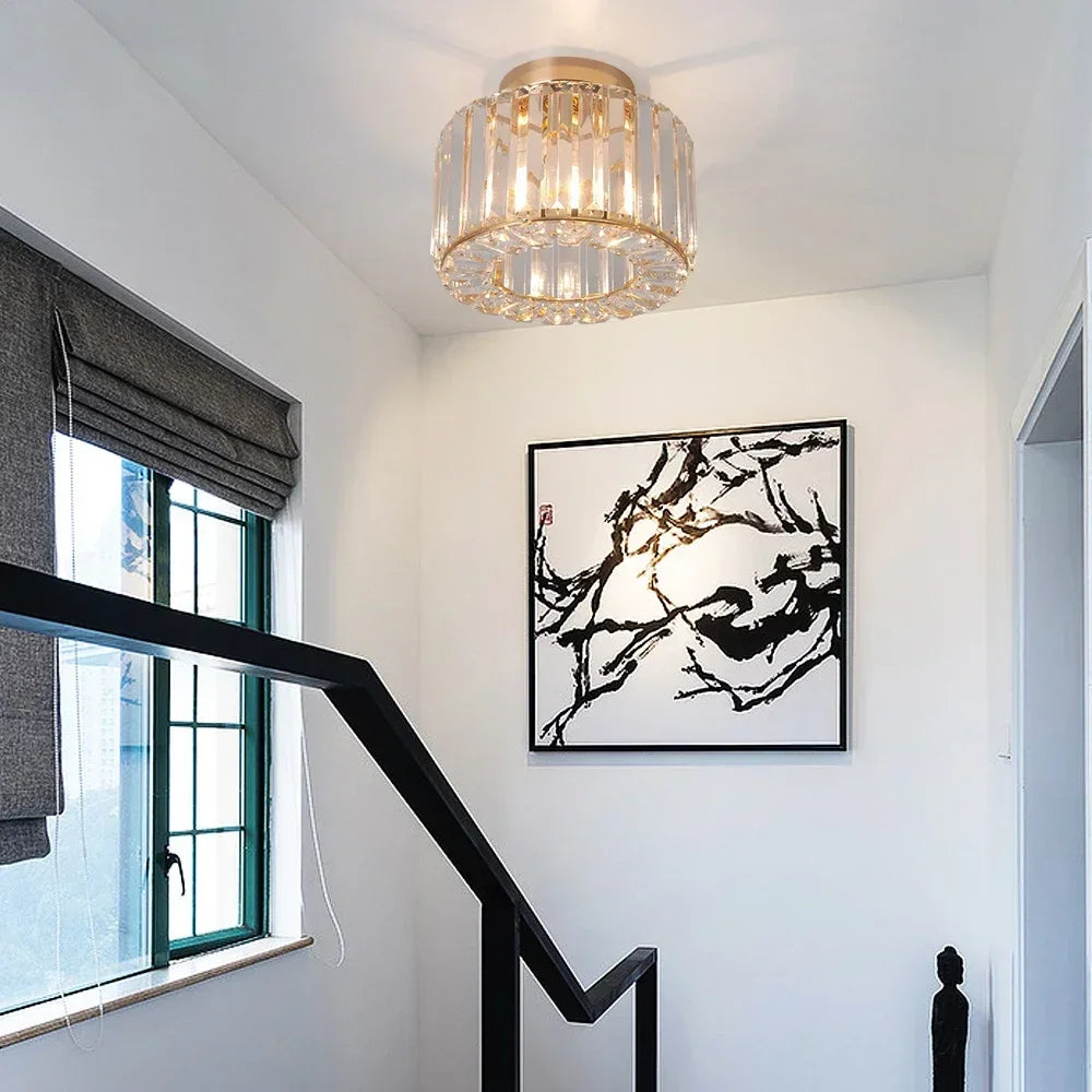 Plafonnier Cristal Doré pour Chambre – Célestine