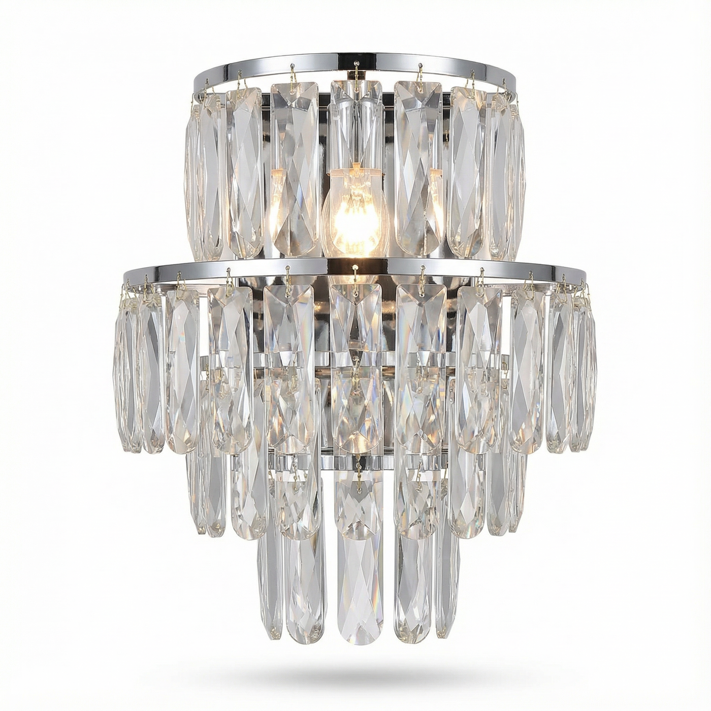 Chrome and crystal wall light for living room – Cristarene