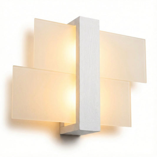 木とガラスの白い壁付け照明 – モデル Aerisca - Lumière