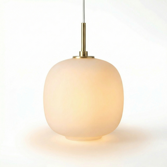 Minimalist white glass pendant light for kitchen – Solmara - Lumière