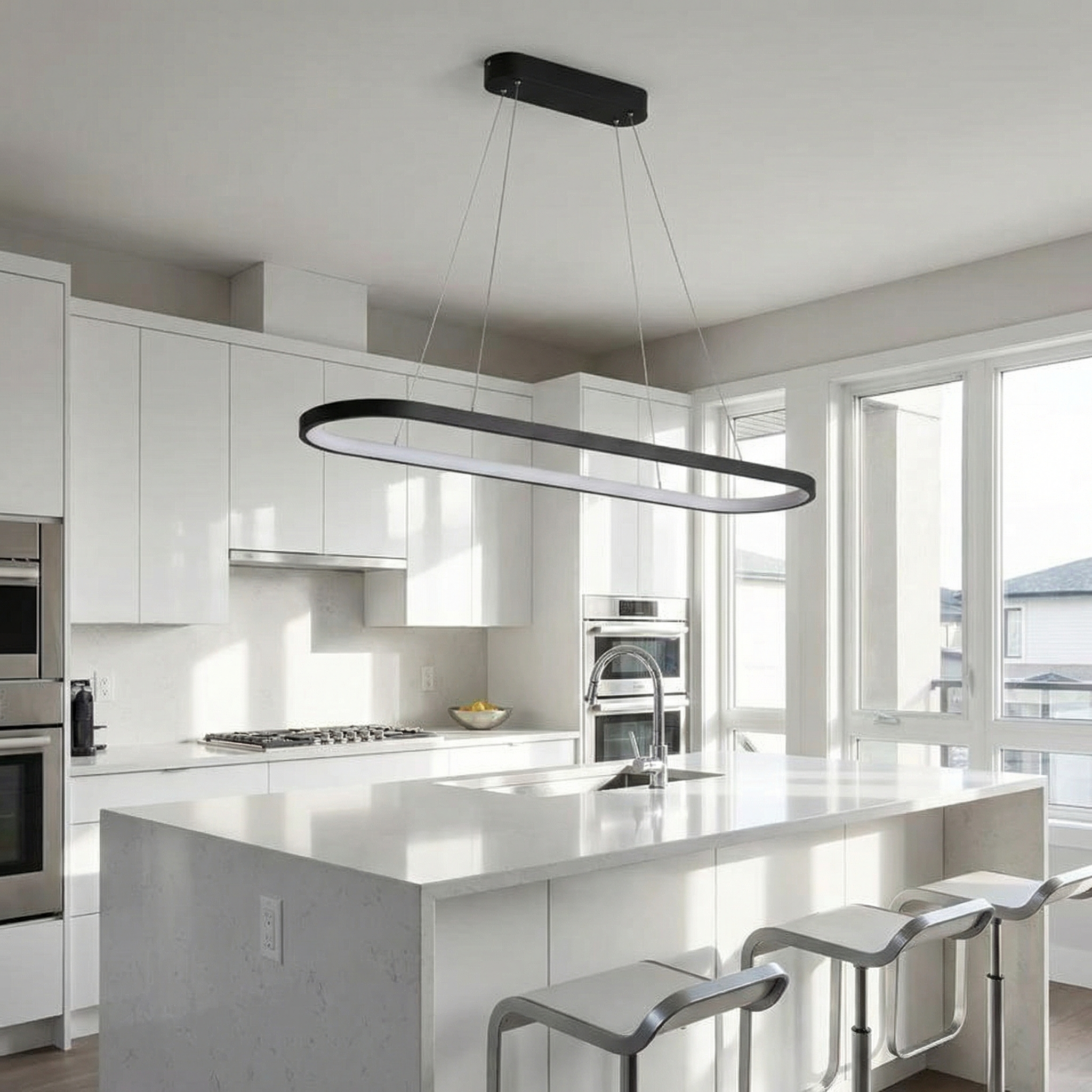 مصباح معلّق LED بيضاوي Ondéa تصميم معاصر إضاءة موحدة - المنظر 4