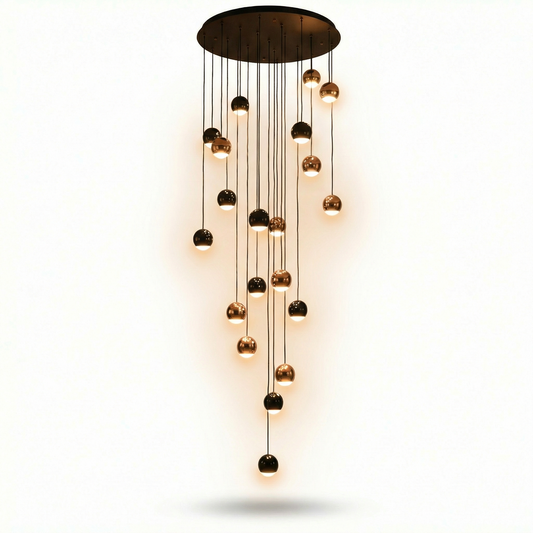 リビング用モダンなブラッシュドスチールペンダントライト – Célestaire - Lumière