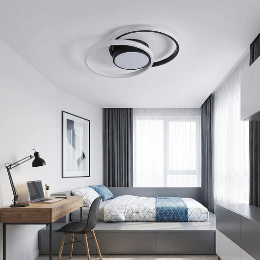 Modern LED ceiling light in white aluminum 6500K for bedroom – Caeluxi
