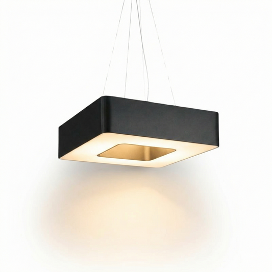 Lustre carré noir minimaliste salon – Modèle Eraphis - Lumière