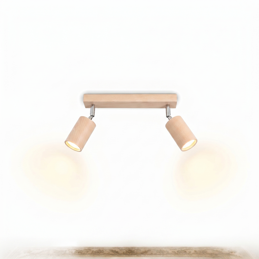 Plafonnier madeira natural orientável sala – Modelo Nørvian - Lumière