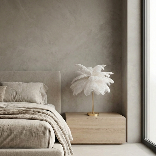 フェザー装飾 充電式デコレーションテーブルランプ – Spolverino