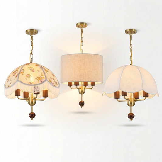 Minimalist Pendant Light Natural Wood & Fabric Lampshade – Celestia - Lumière