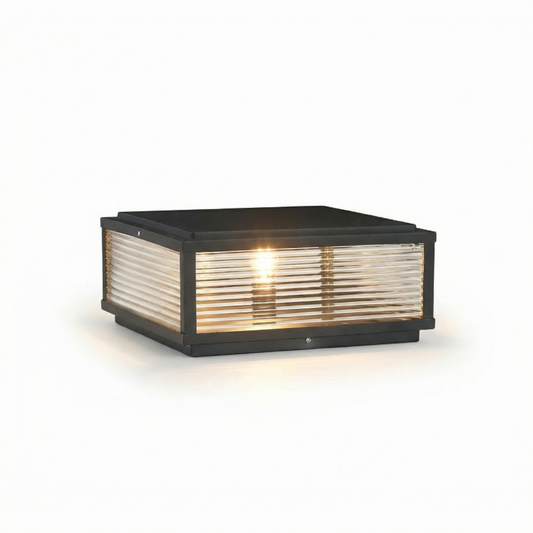 Lampadaire d'extérieur en verre strié noir – Veraluce - Lumière