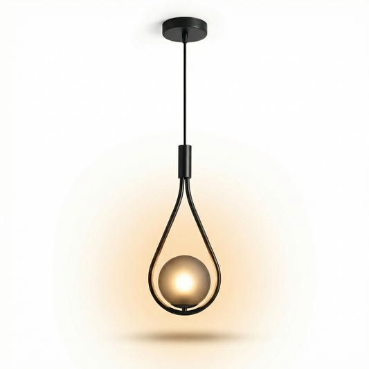 Suspension en verre givré noire pour chambre – Novaline - Lumière