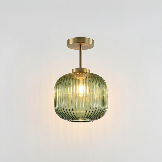 Plafonnier en verre strié rétro pour salon et couloir – Crescianea - Lumière