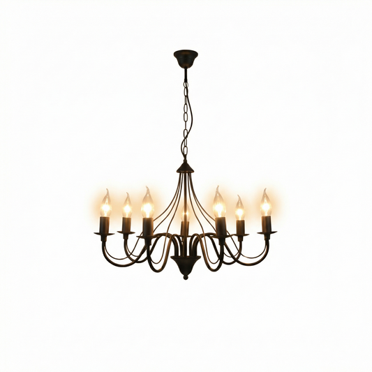 Lustre bougeoir noir glamour salon – Modèle Asterion - Lumière