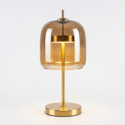 Modern Bedside Lamp Xiumis Globe in Glass with Brushed Gold Metal Base - View 1