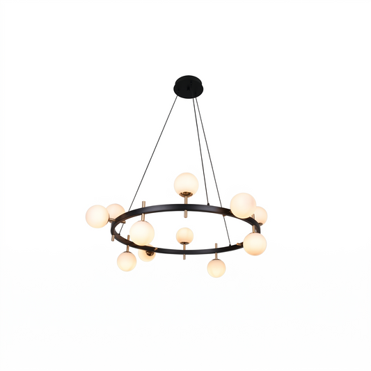 Lustre Contemporain Verre Sculpté Design Élégant Lumière 3000K – Ophéa - Lumière