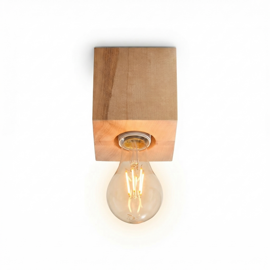 Plafonier madeira natural minimalista sala – Modelo Arvoden - Lumière