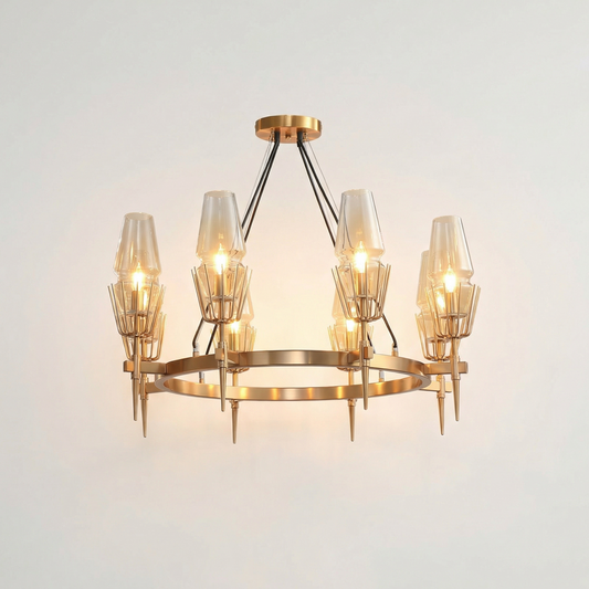 Suspension Éclat Subtil Finition Or et Globe Opalin – Sable Doré - Lumière