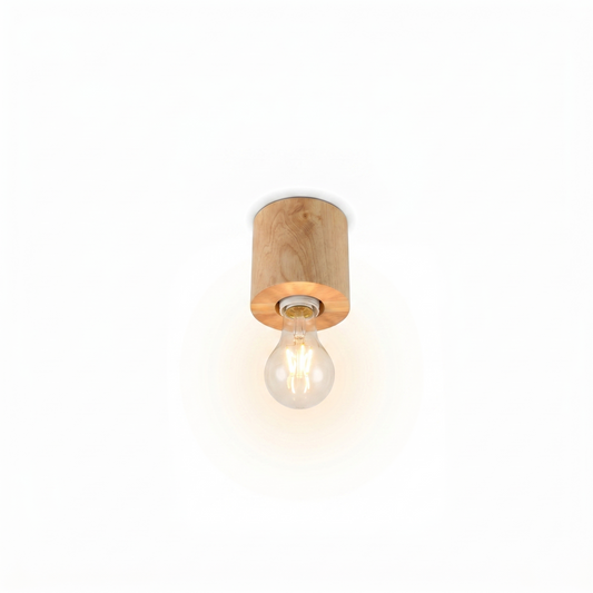 Plafonnier madeira natural minimalista sala – Modelo Norvian - Lumière