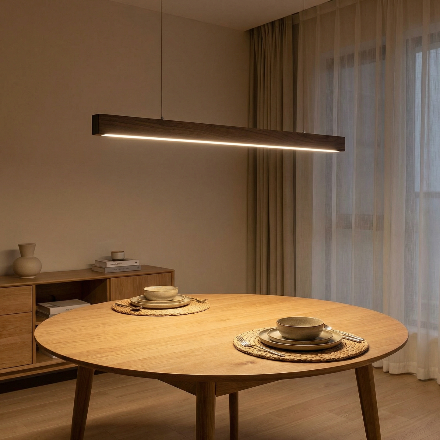 Suspensie LED Stil Nordic Lemn și Metal Elegant – Novae