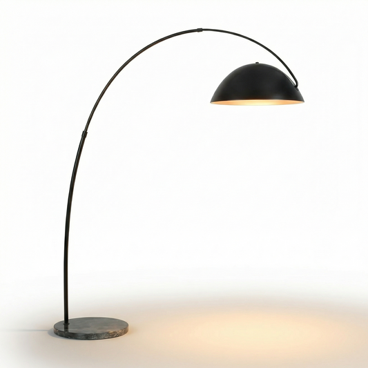 Lampe sur pied moderne en métal noir pour salon – Obsidial - Lumière