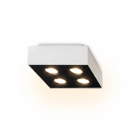 مصباح السقف المربع البسيط 4 بقع أبيض – Asterion - Lumière