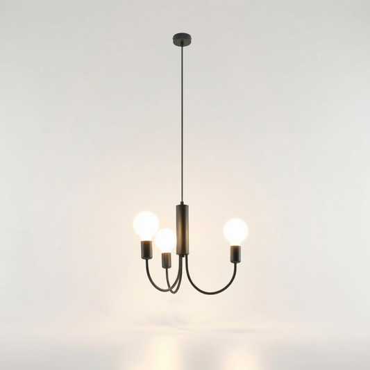 Lustre minimaliste noir 3 lampes – modèle Orfanys - Lumière