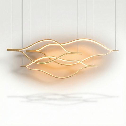 Lustre Postmoderne en Aluminium Doré  – Auralys - Lumière