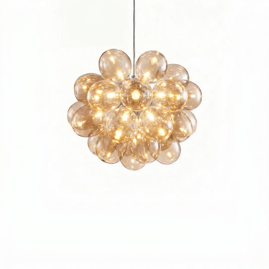 Lustre en Verre Soufflé Beige Foncé pour Salon – Orbalique - Lumière