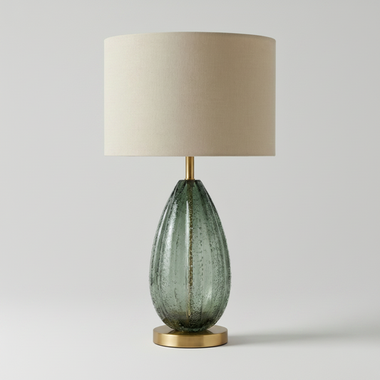 Amber Glass Designer Table Lamp & Metal – Prisma