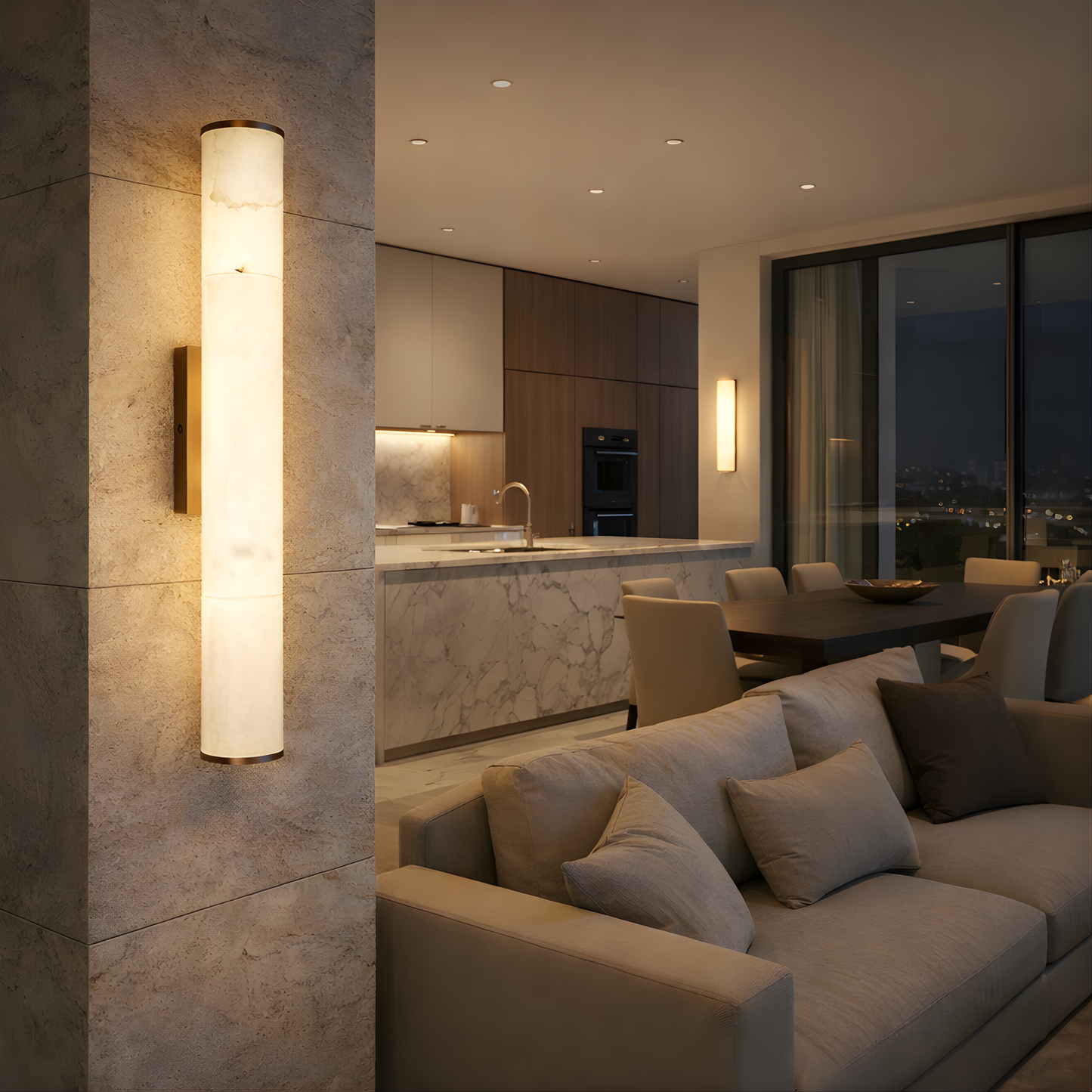 Marble and copper wall light for bedroom – Ciraluce