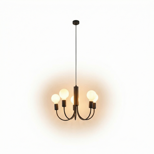 Lustre noir minimaliste 5 ampoules – modèle Orfeyra - Lumière